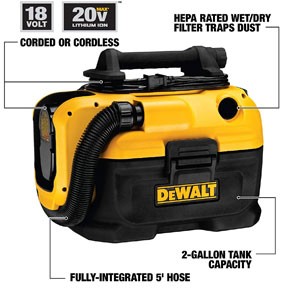 DEWALT DCV581H 18/20-Volt MAX Cordless/Corded Wet-Dry Vacuum